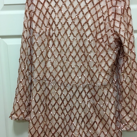 New! Fierce Peach Diamond Sequin Romper - Picture 5 of 6